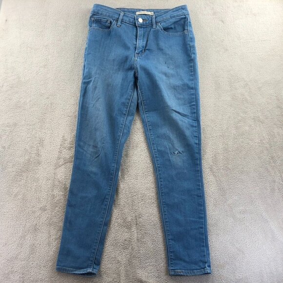 Levis Womens 721 Jeans Size 28 High Rise Skinny Leg Ankle Blue Denim Casual - Picture 15 of 16